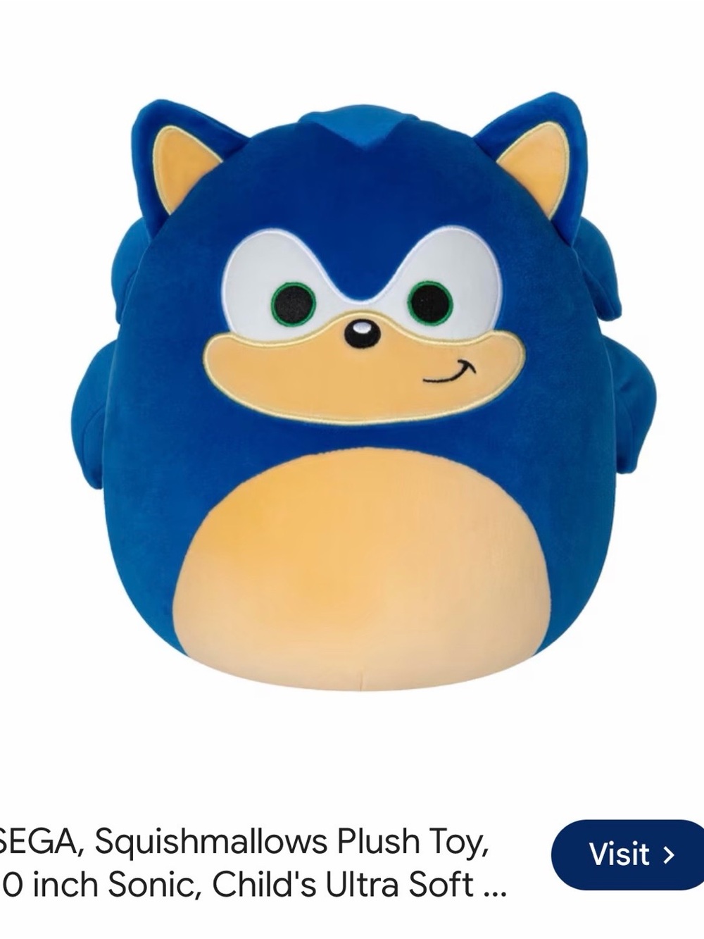Sonic Blue Plush Toy - Kids Squishmallow-Style Soft Toy